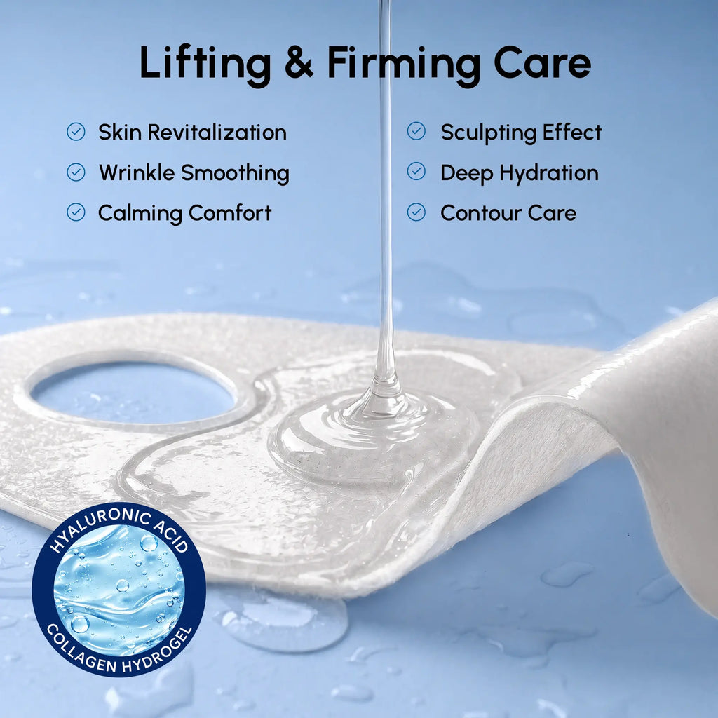 Retinol V-line Lifting Mask graphic with a white sheet-like facial mask and the headline “Lifting & Firming Care.”