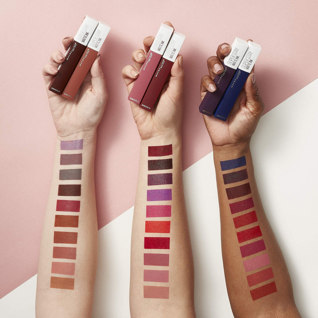 Maybelline Super Stay Matte Ink Liquid Lipstick Makeup, Long Lasting High Impact Color, Up to 16H Wear, Pioneer, Blue Red, 1 Count, Packaging May Vary