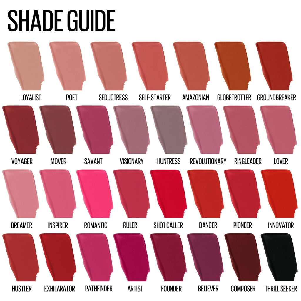 Maybelline Super Stay Matte Ink Liquid Lipstick Makeup, Long Lasting High Impact Color, Up to 16H Wear, Pioneer, Blue Red, 1 Count, Packaging May Vary
